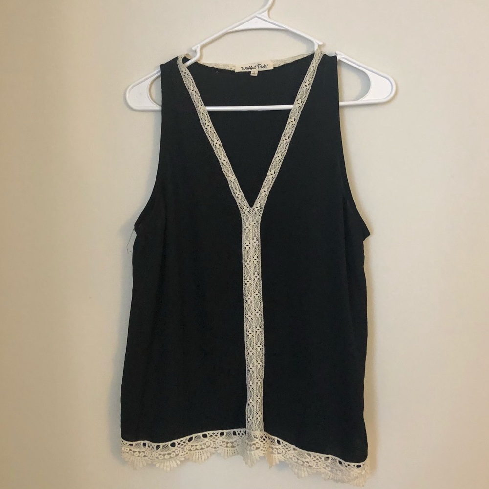 Black V Neck Sleeveless blouse